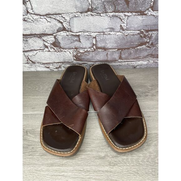 Emozioni Dark Brown Leather Slides Wedge Sandals Men Sz 45EU/12M US main image 12